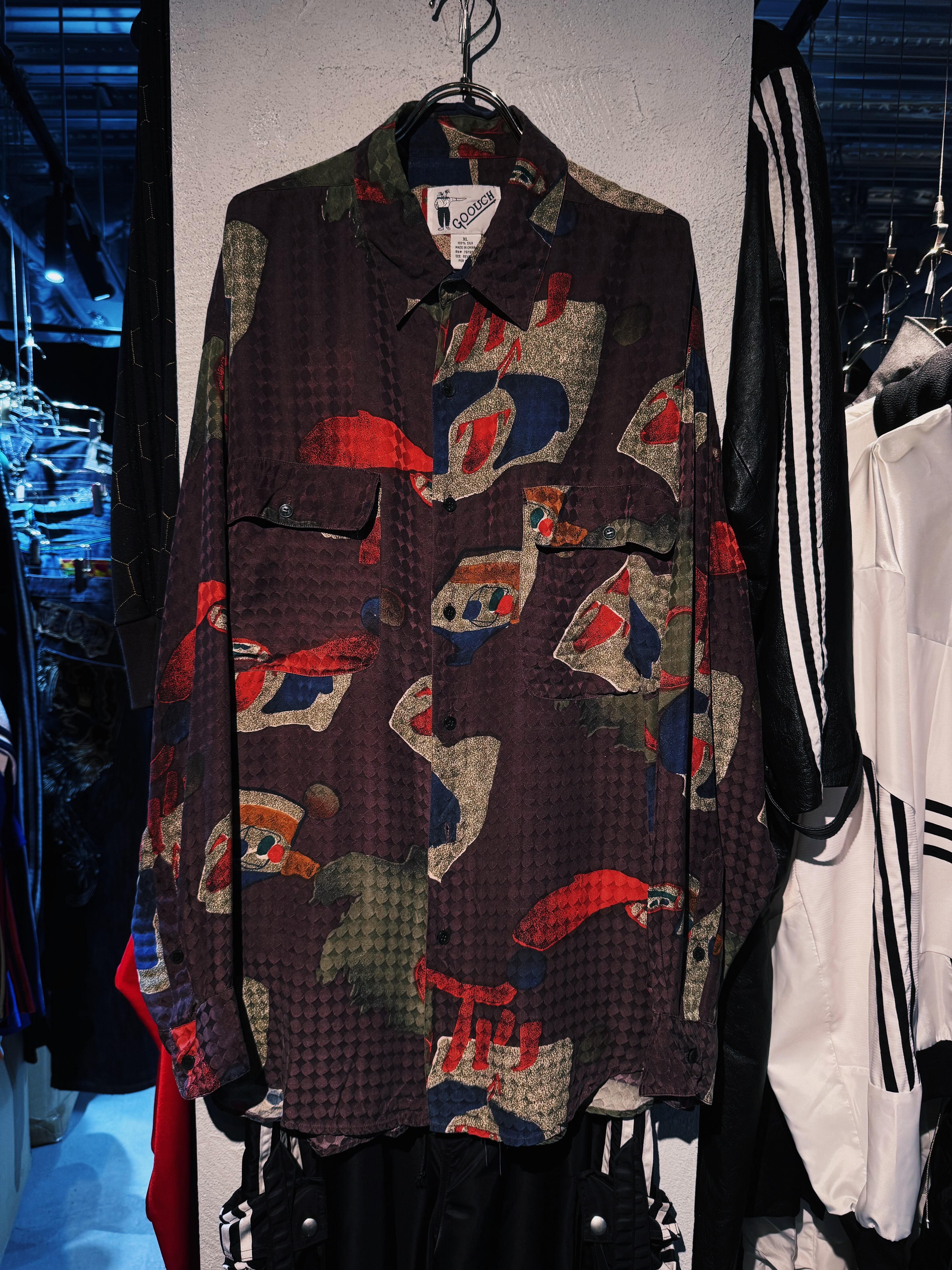 【D4C】"Dead stock"90's Art graphic pattern design silk shirt