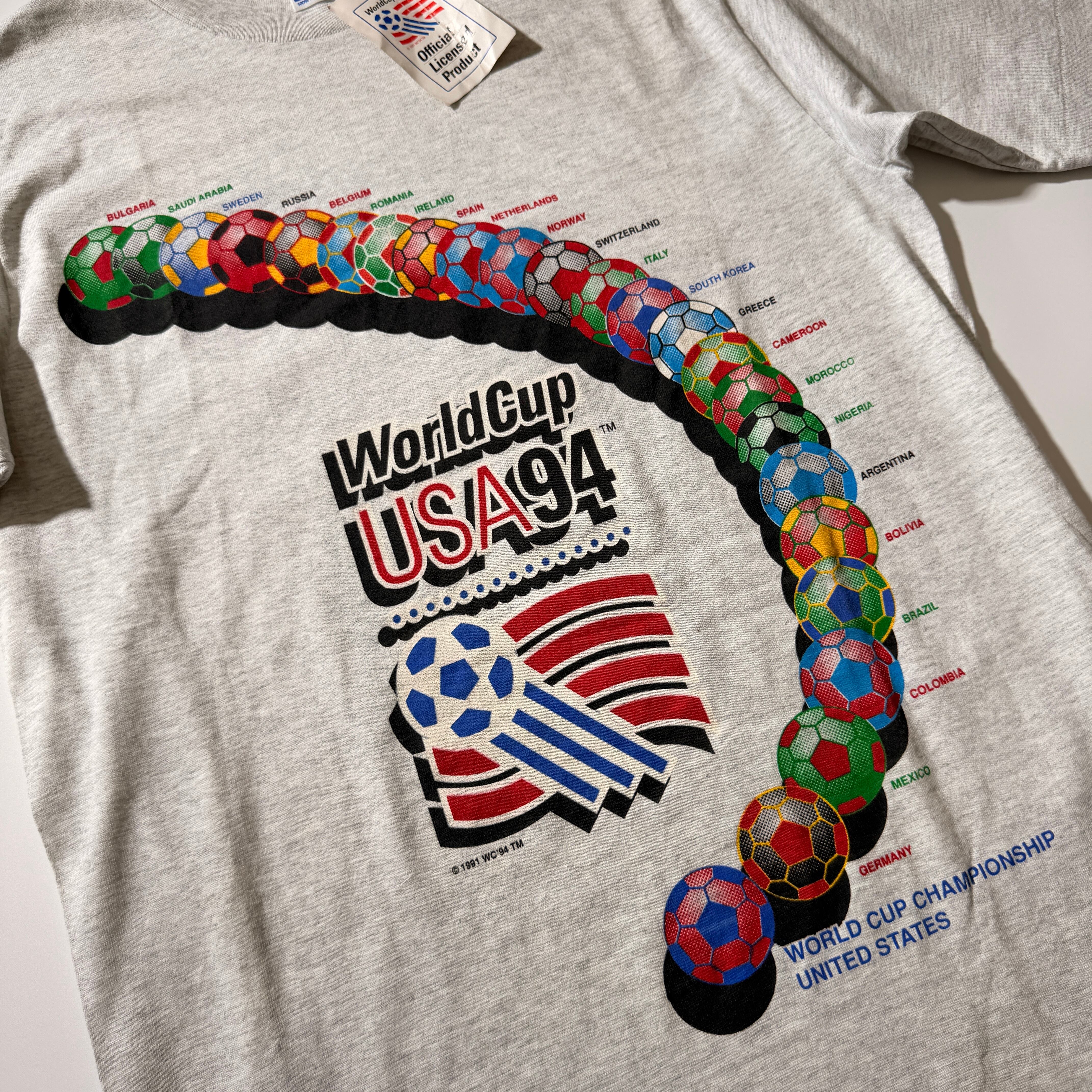 1994 USA Soccer World Cup Commemorative Cotton T-Shirt Gray M