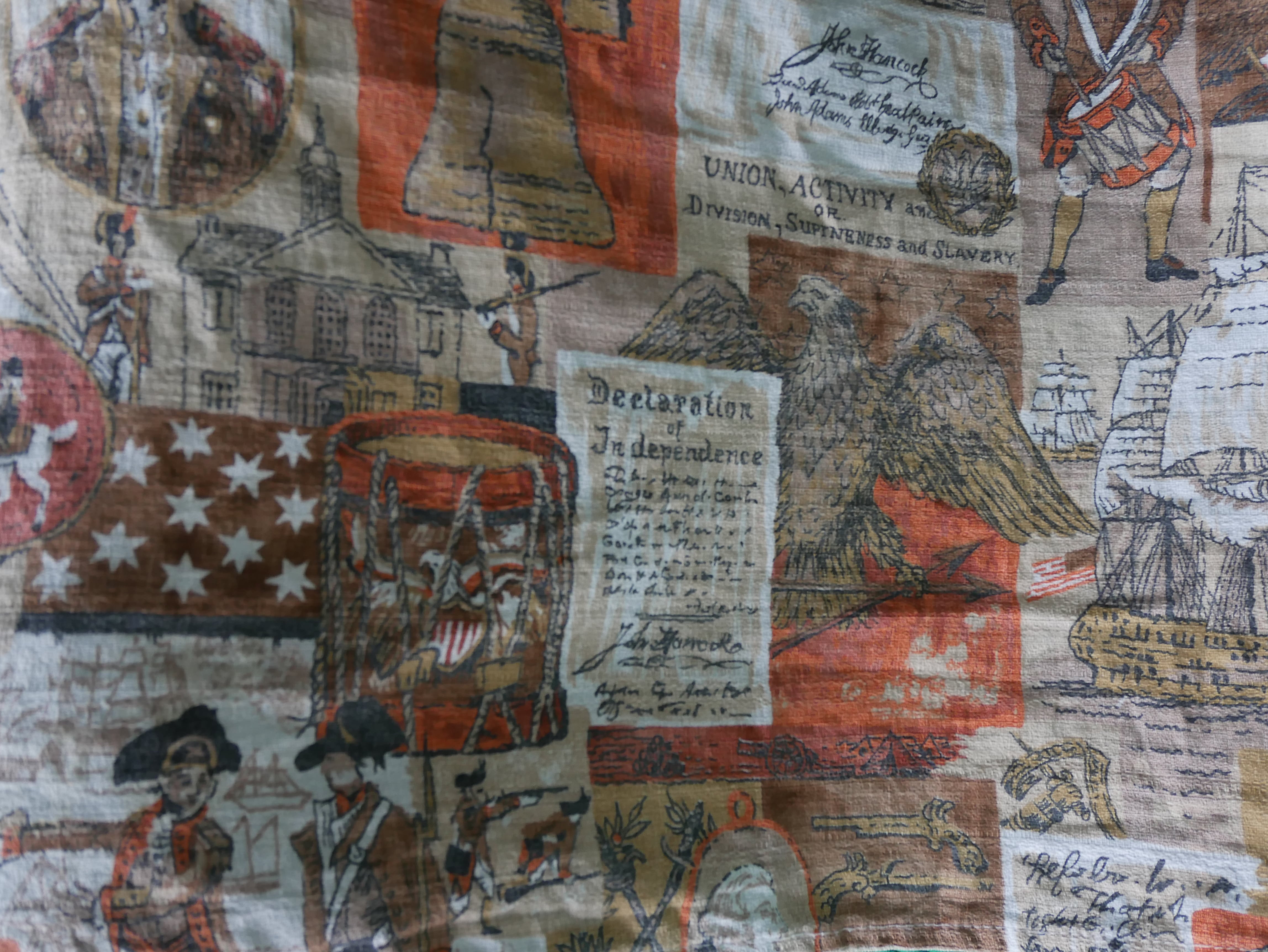70s US Bicentennial "Declaration of Independence" Fabric Cloth
