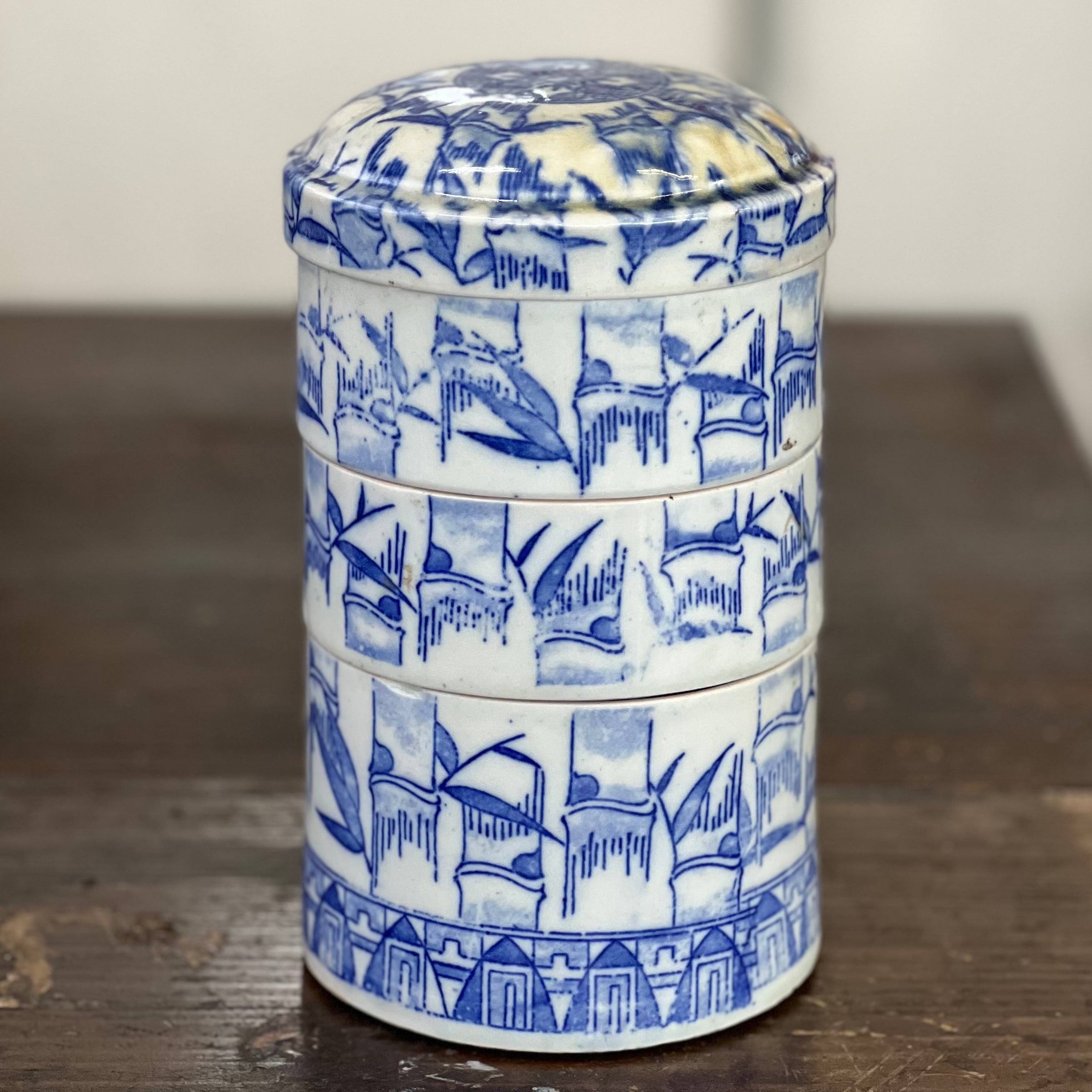 竹模様の道具入れの陶器 | 田村亭 ｜ 古道具・骨董・民芸品のお店