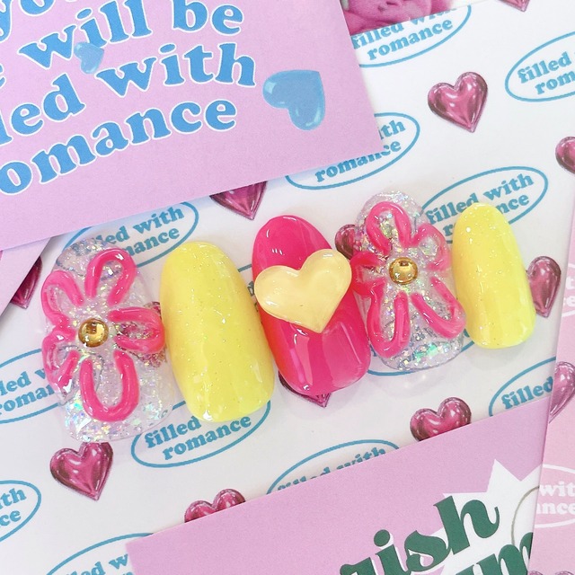 【送料無料】ネイルチップNo.28♡ネイル/韓国/アート/パーツ/カラフル/POP