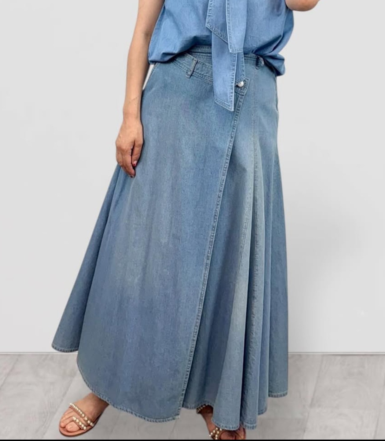 QTUME 8オンスデニム アシンメトリーデニムスカート　612-26007