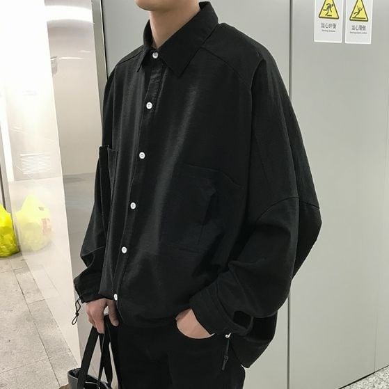 全3色 シャツ ワイシャツ シンプル メンズ オーバーサイズ 韓国