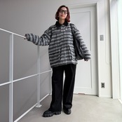 モヘアシャギーチェックCO/ブラック