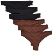 6枚組 ショーツ (Tバック/ノーマルレッグ) マイクロファイバー レディース ブラック/リッチヘーゼル S