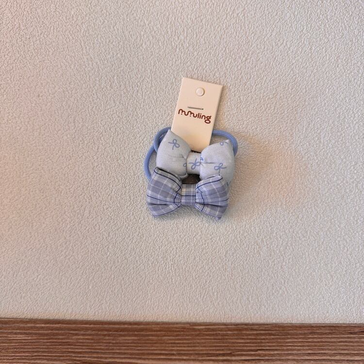 チェックリボンヘアゴム