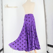 フラメンコ 衣装 ファルダ スカート 紫 黒 ドット 水玉 柔らかい ダンス パーティ 発表会 レッスン 練習着 ブラック系 パープル系 フレアスカート ロングスカート おしゃれ ダンス衣装 イベント 衣装用スカート ストレッチ素材 軽量 柔らかい生地 ポップデザイン スカートファッション 練習用コスチューム