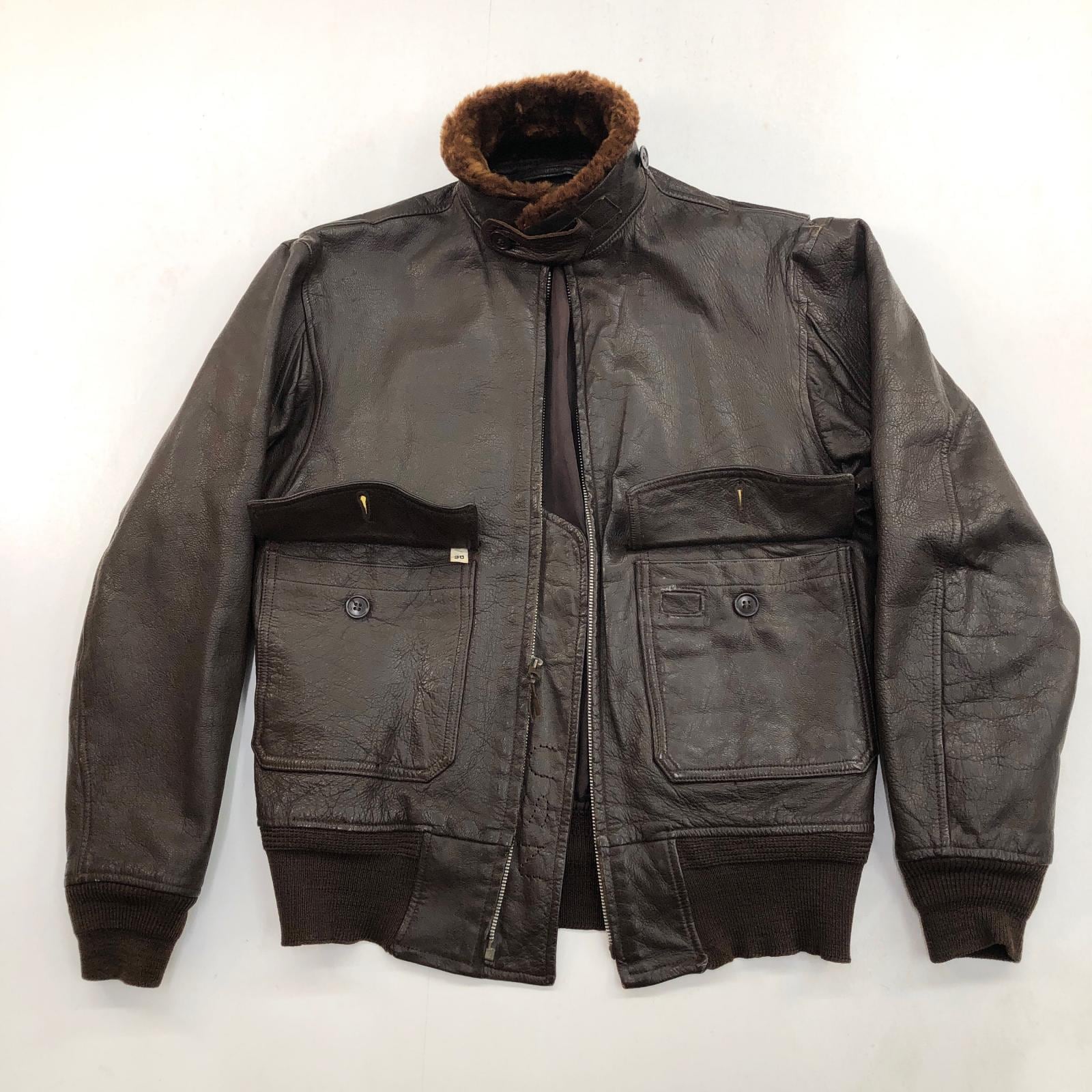 U.S.NAVY 50- 60年代 G-1 レザージャケット フライトジャケット 黒タグ