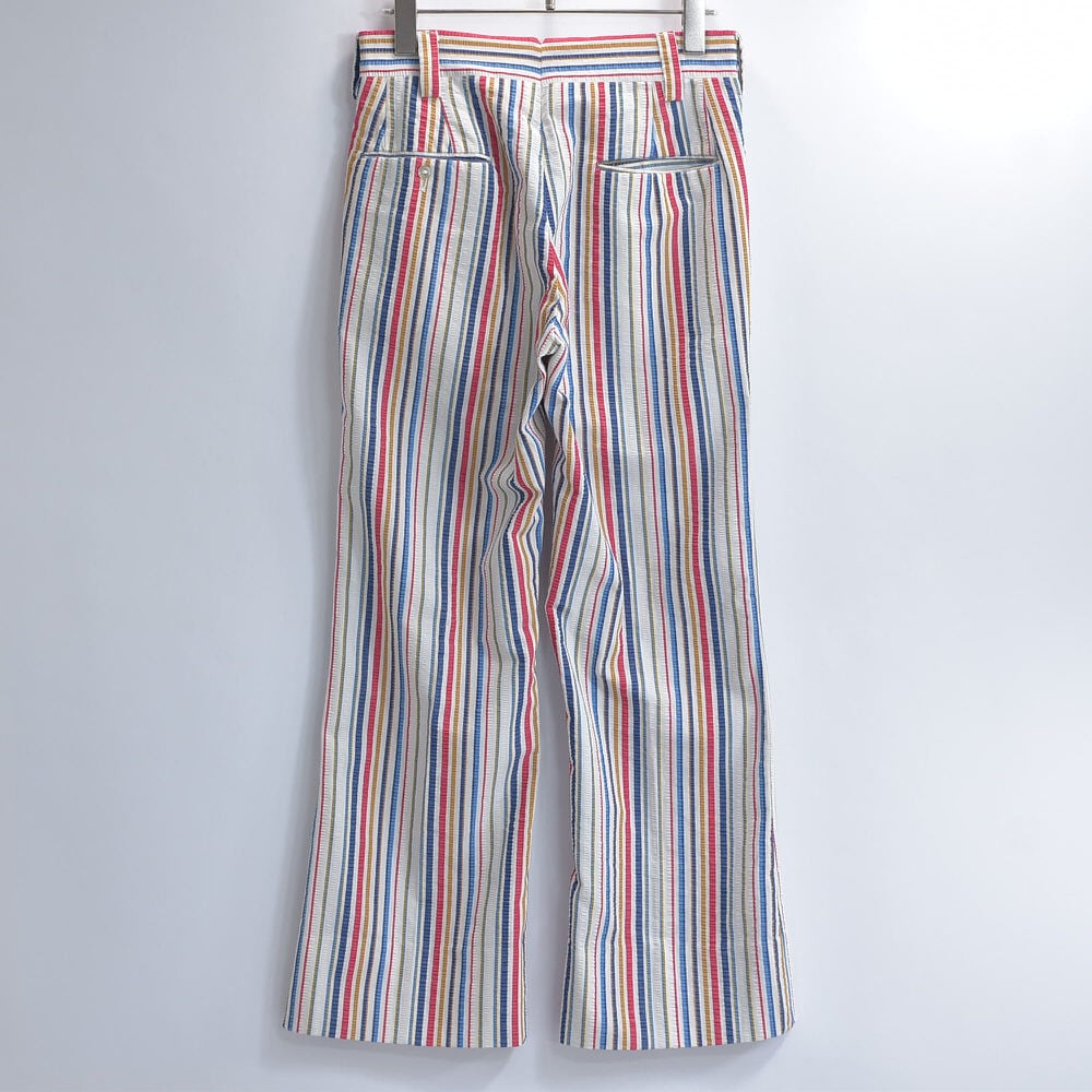 70s Vintage マルチストライプ シアサッカー スラックス TALONジップ