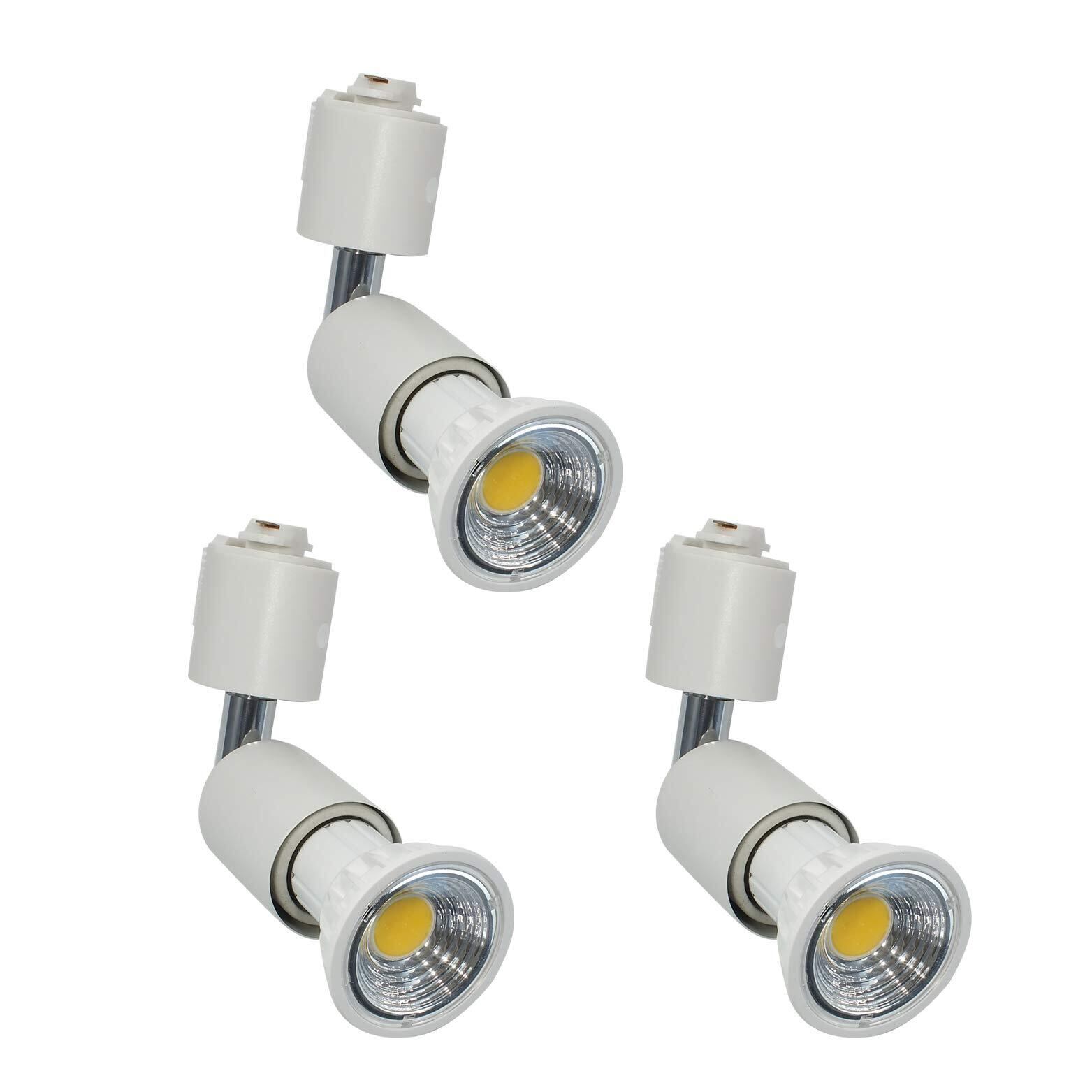 【在庫処分】ダクトレール用スポットライト E26口金 LED電球付き LEDスポットライト5.5W(ハロゲン電球60W相当) 電球色2700K RA95 550LM 非調光 ビーム角90度 白い 3個セット(器具+LED電球)