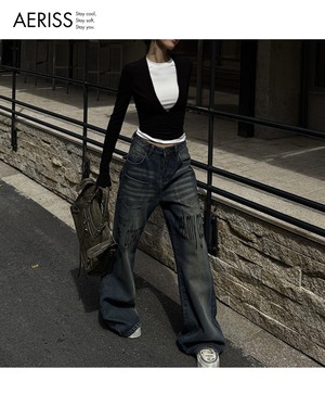 Vカットレイヤードニット A0746