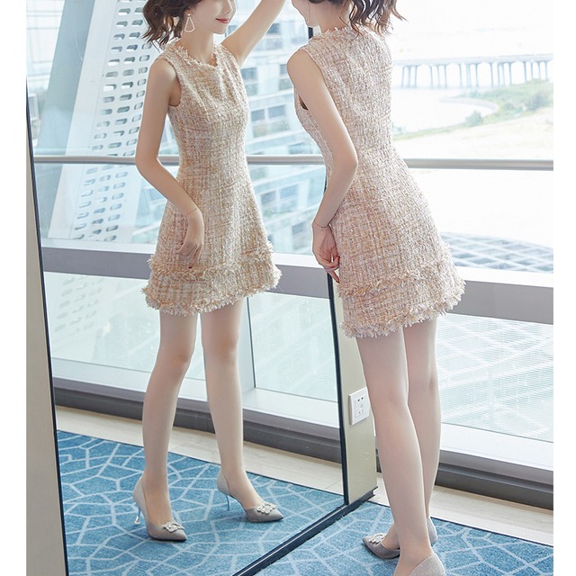 ツイード ノースリーブ ワンピース Aライン フリンジ ミニ丈 ひざ丈 可愛い レディース エレガント フォーマル レトロ お出かけ お買い物 デート 女子会 夏 小さいサイズ 大きいサイズ Like Fashion プラス ツイード ノースリーブ ワンピース Aライン フリンジ ミニ丈 ひざ丈 可愛い レディース エレガント フォーマル レトロ お出かけ お買い物 デート 女子会 夏 小さいサイズ 大きいサイズ Like Fashion プラス