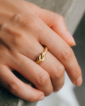 316L uneven knot ring［gold］#r151