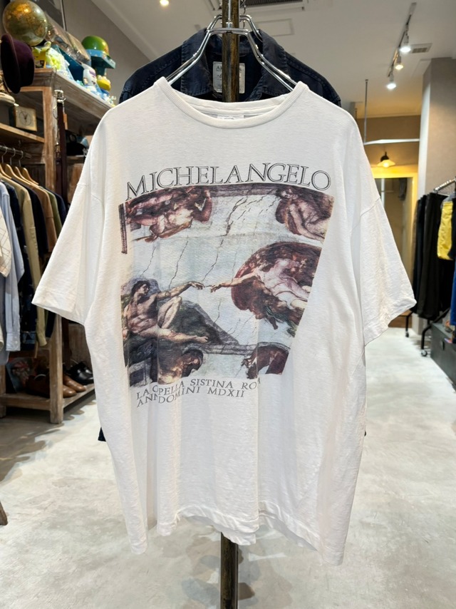 1990s ミケランジェロ "アダムの創造" アートプリントTシャツ