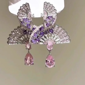 crystal fan drop earrings<a3327>