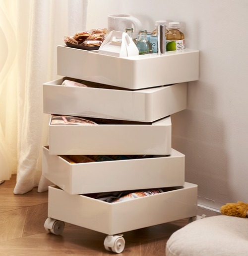 多機能ストレージカート 収納ワゴン キャスター付き モダンデザイン インテリア収納 移動式 多段収納 ハンドル付き 整理整頓 省スペース リビング収納 寝室収納