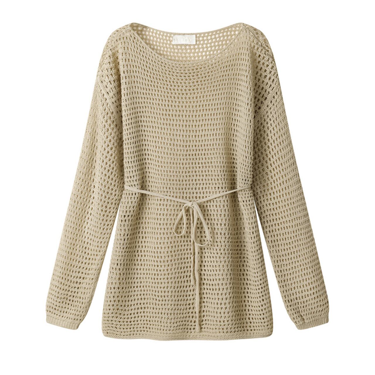 mesh knit boat neck sweater L0072