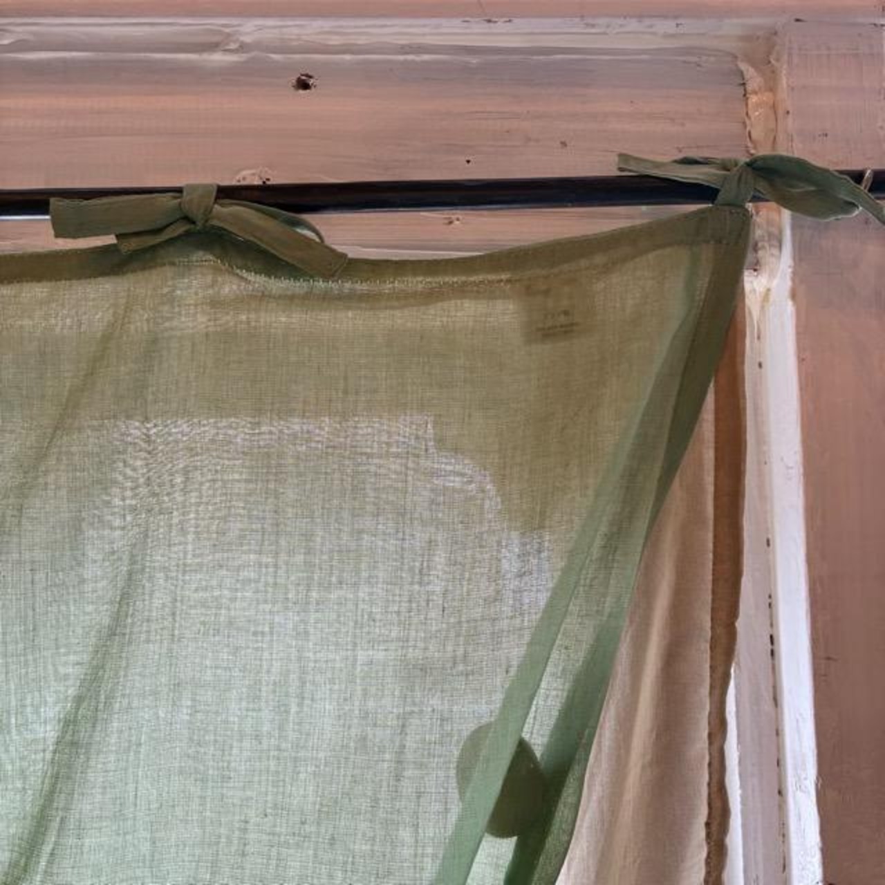 India Cotton voile double curtains Turquoise100×130cm　インド　コットンボイルダブルカーテン　ターコイズ　腰高窓カーテン　レースカーテン　ブルー