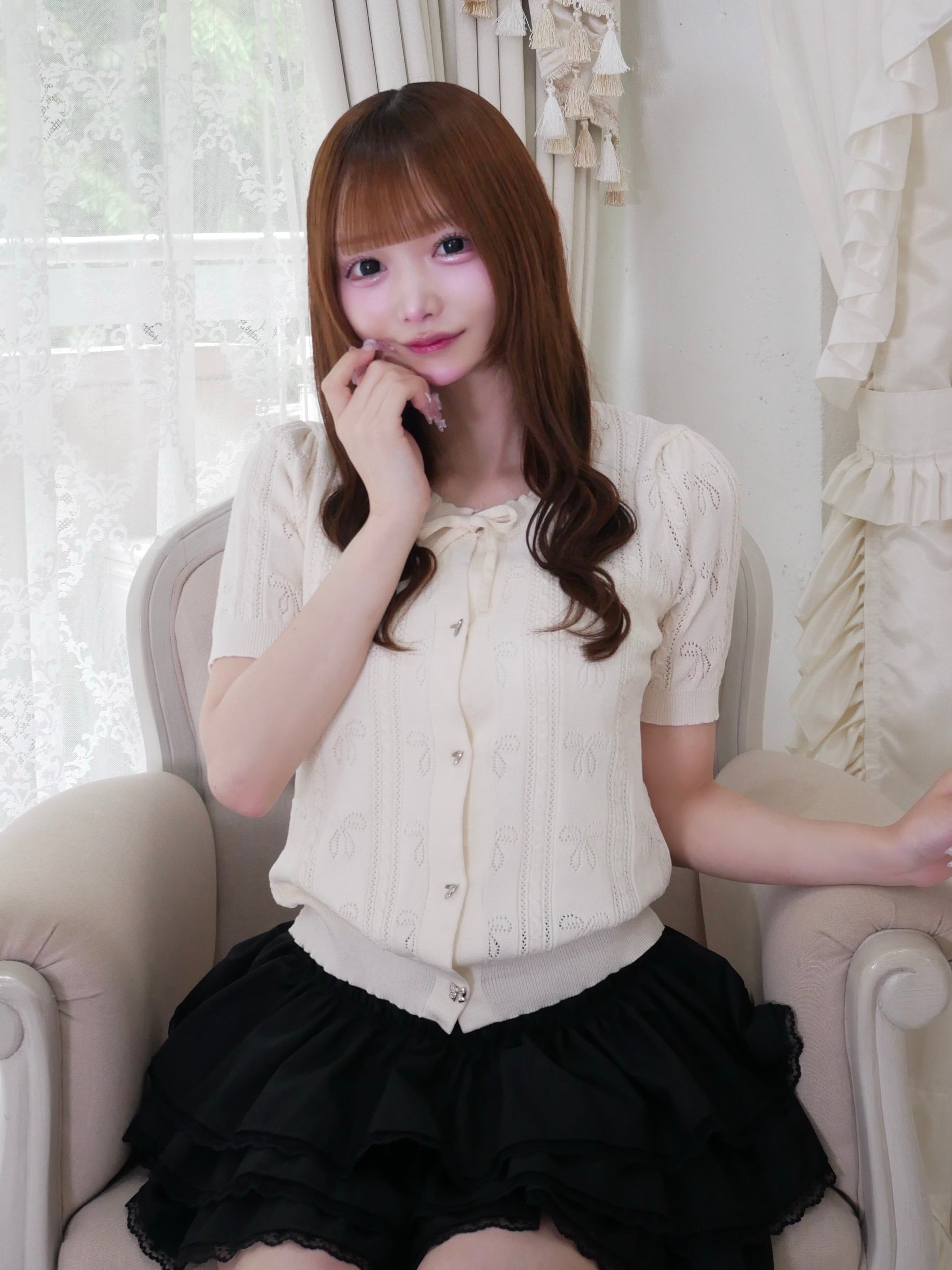 【LAST2】sweet ribbon knit cardigan