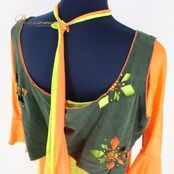 社交ダンス 衣装 スタンダード ドレス ワンピース ステージ衣装 女性用 レディース オールシーズン イエロー系 オレンジ系 グリーン系 ラインストーン グリーンオレンジイエロー 幻想的 光沢 ラインストーン付き チョーカー付き 117cm トレンド おしゃれ デザイン 伸縮性あり 披露宴 パフォーマンス 競技用 体型カバー レディースファッション