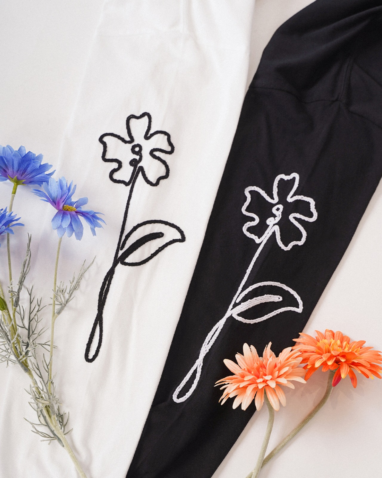 【#Re:room】FLOWER ARM EMBROIDERY LONG SLEEVE［REC886］
