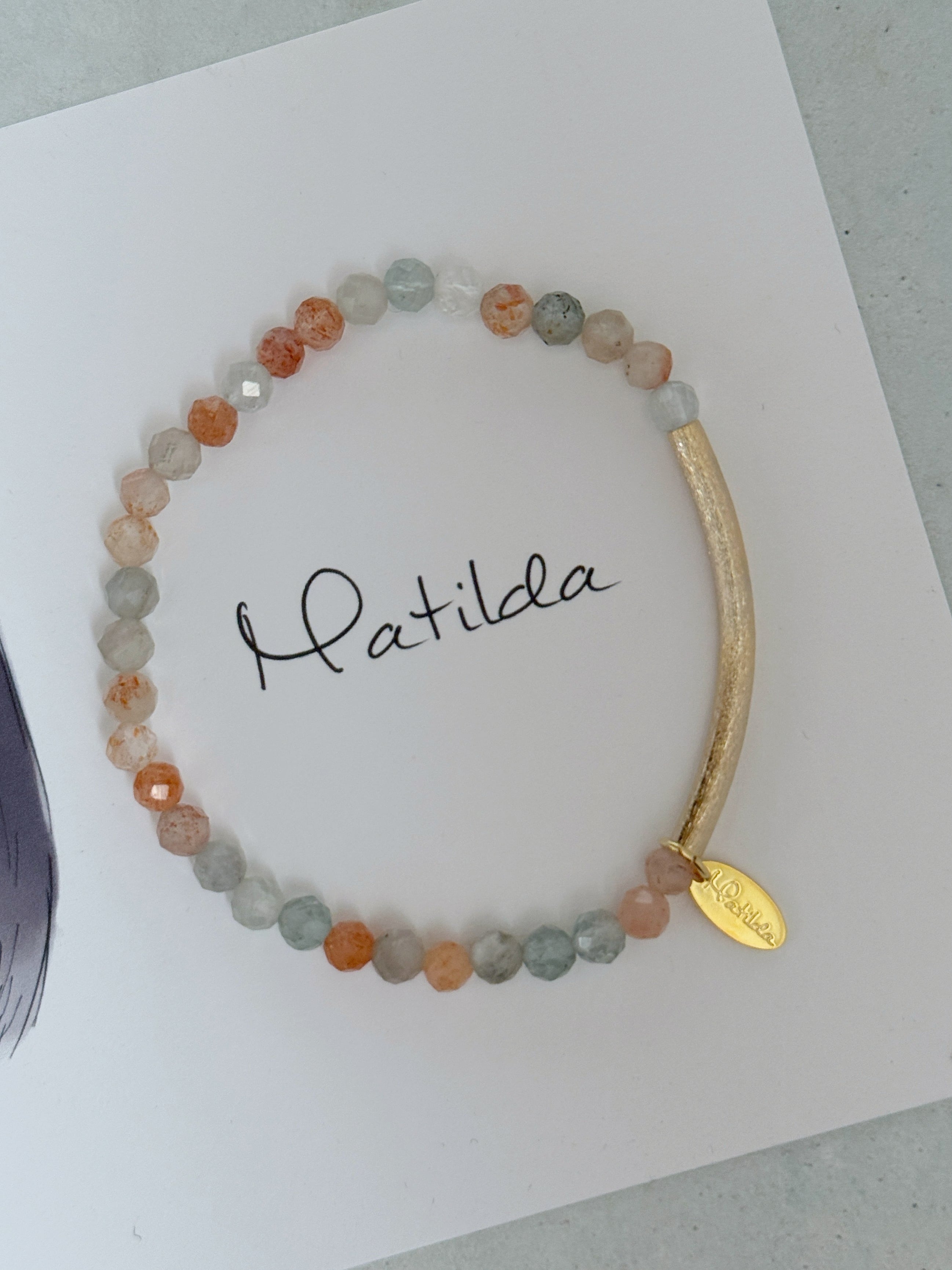 Tube & stone bracelet(アルーシャサンストーン)