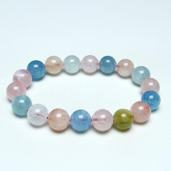 ミックスカラーベリル ブレスレット 11mm 一点物 メール便可 [M便 1/10] 111-30232