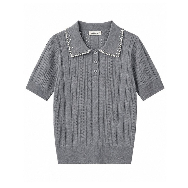 全3色/Pearl collar polo knit　M3235