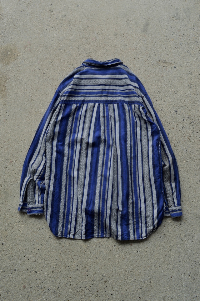 SOSTANZA 1990's From USA Stripe Geometric Cotton Blanket Long Shirt ソスタンツァ 90s ブランケットシャツ
