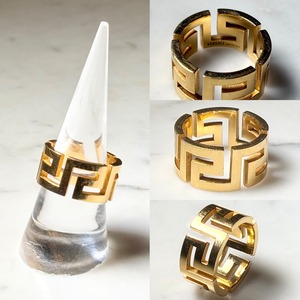 VERSACE gold color metal ring “Greca”