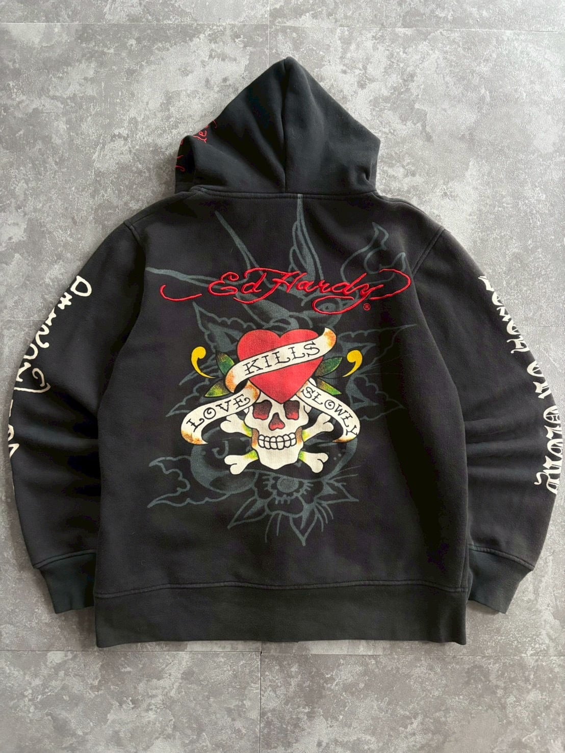 トップス Ed Hardy Ed Hardy Love Cross Tattoo Zip Hoodie | DIVERSITY-VINTAGE