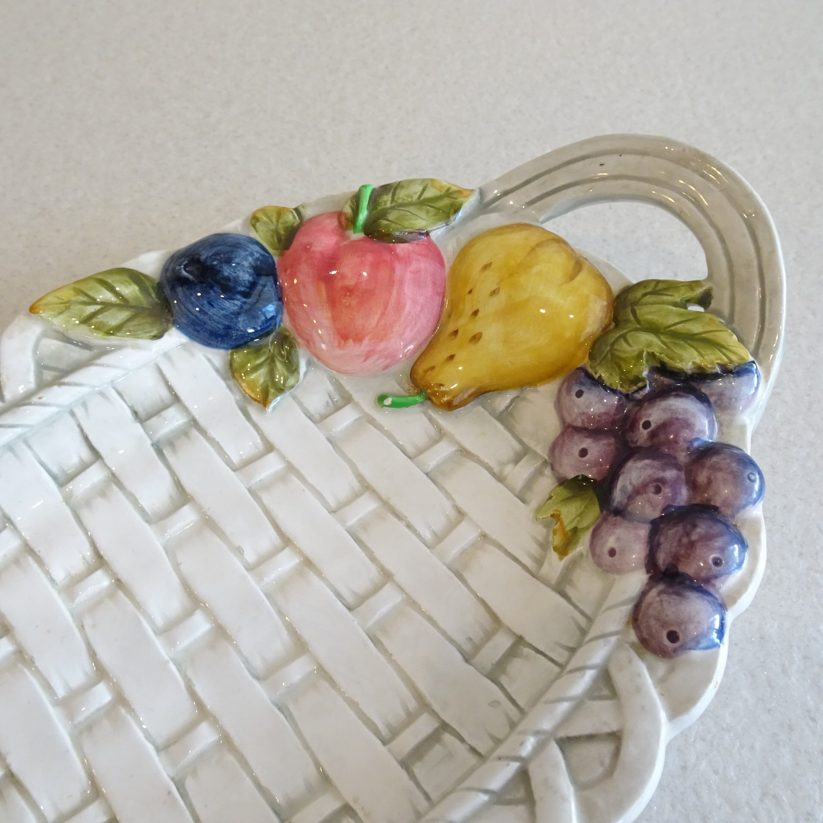 470588g【イタリア製 ハンドペイント 陶器製 かご】☆バスケット/容器