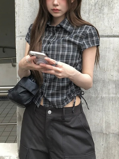 サイドギャザーチェックシャツ.1952