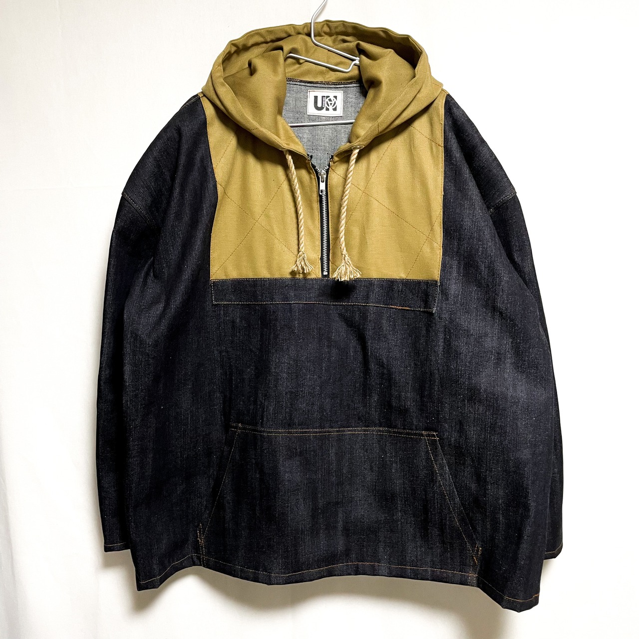 UNFINISHEDビッグシルエットダメージデニムパーカー濃紺