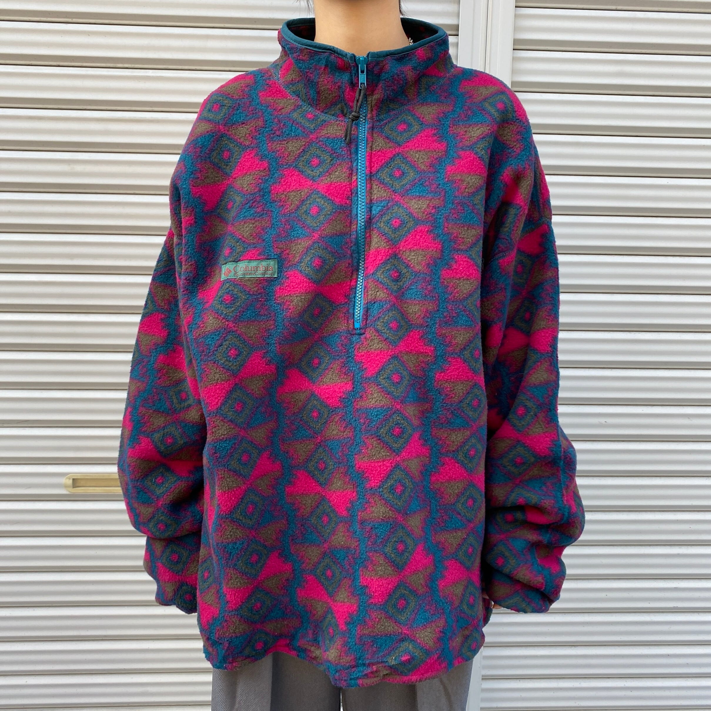 【 patagonia 】美品 90s 総柄 ハーフジップ フリース USA製