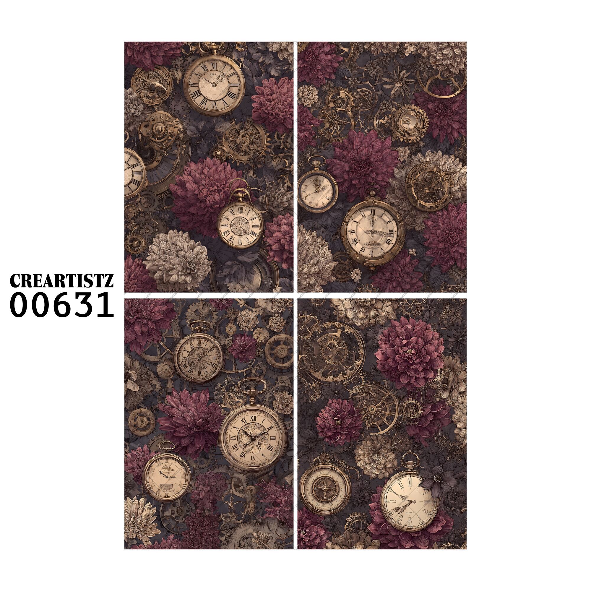 00631 背景 コラージュ素材 オリジナル 12枚セット (4種類×3枚) ペーパー/ステッカー CREARTISTZ
