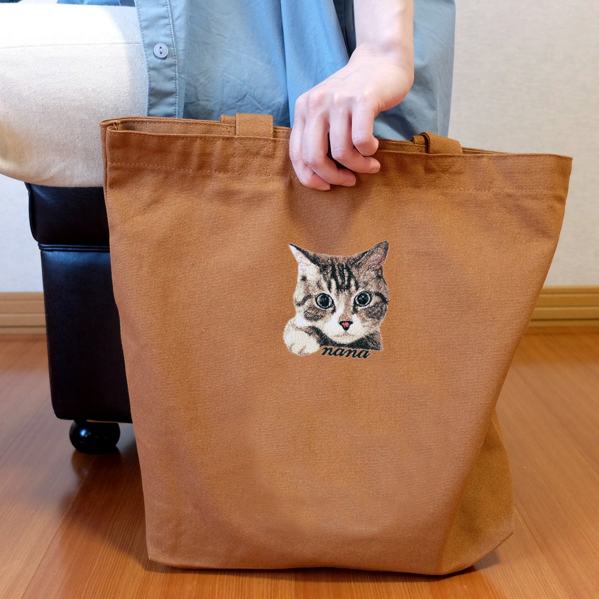 オーダーメイド】ペット写真からつくるリアル刺繍｜うちの子トート