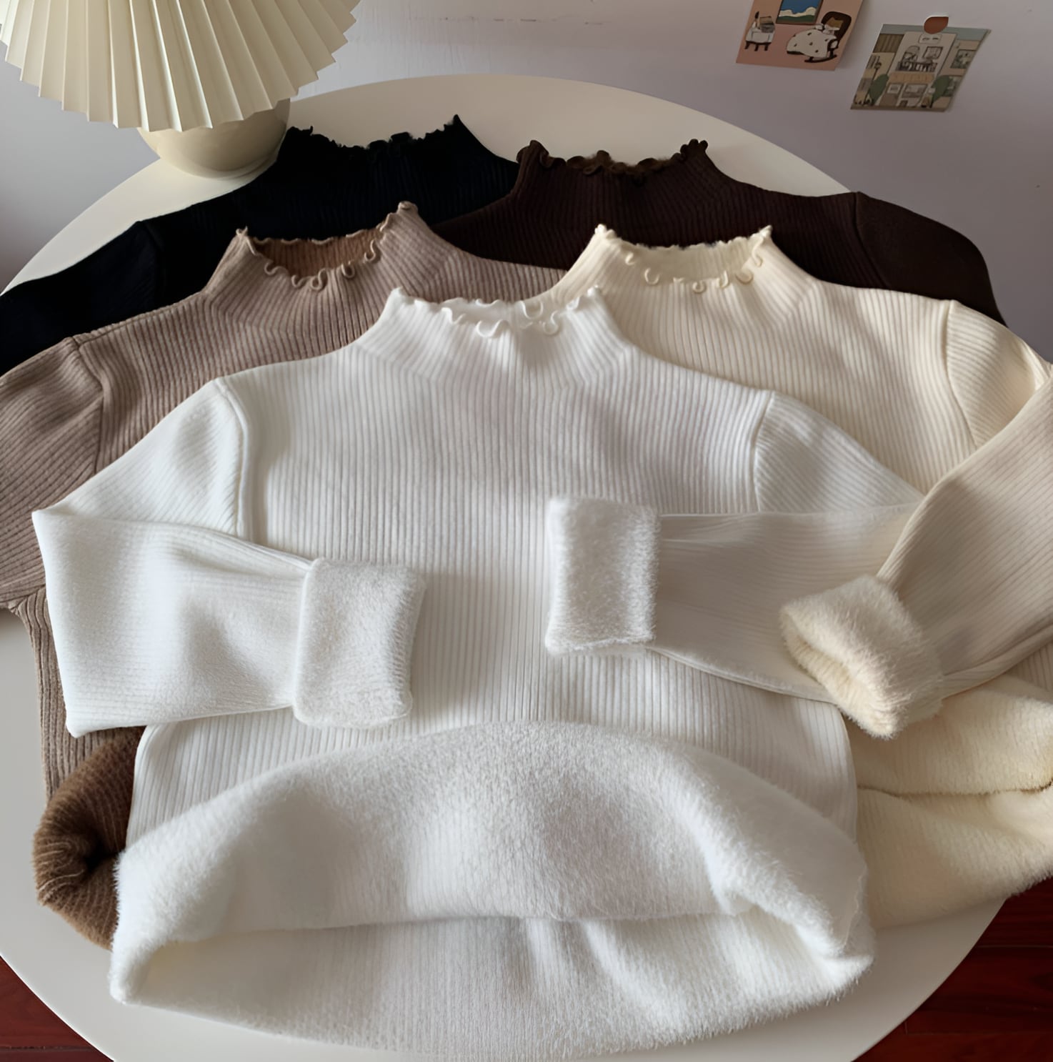 ◆予約◆ぬくぬくプチフリルリブニットトップス(ご注文から1-2週間程でお届け)