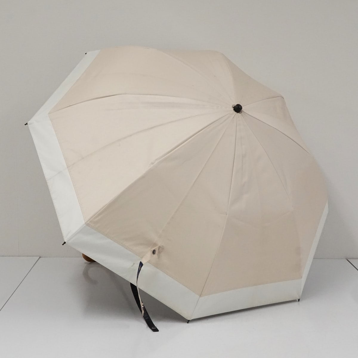 ロサブラン 2段折りたたみ日傘ショート(コンビ) アイボリー/ベージュ 完全遮光折りたたみ日傘 芦屋ロサブラン USED品 2段ショート コンビ