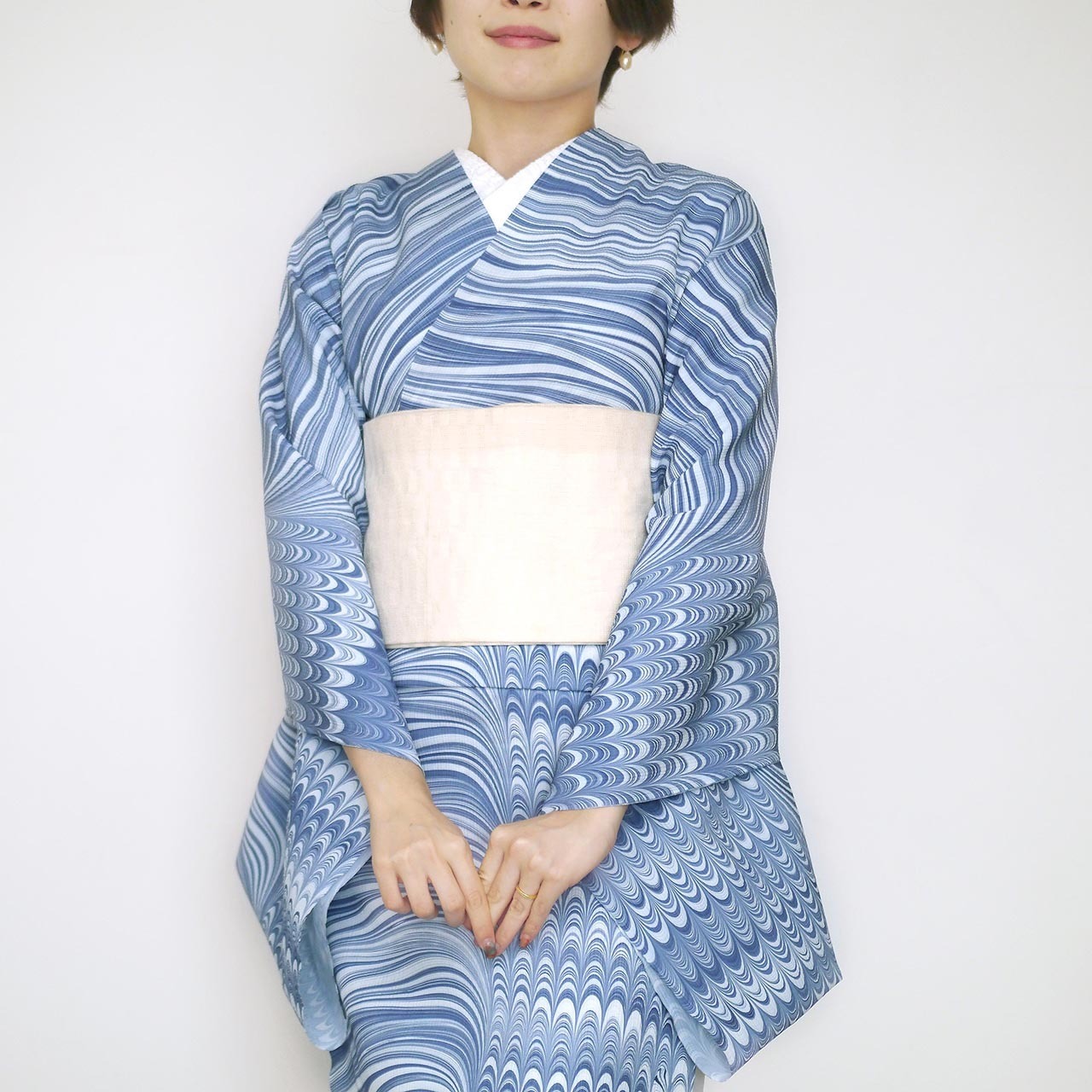 「白河夜船」〜ピーコック柄×ゆらぎ柄〜　セオアルファ楊柳