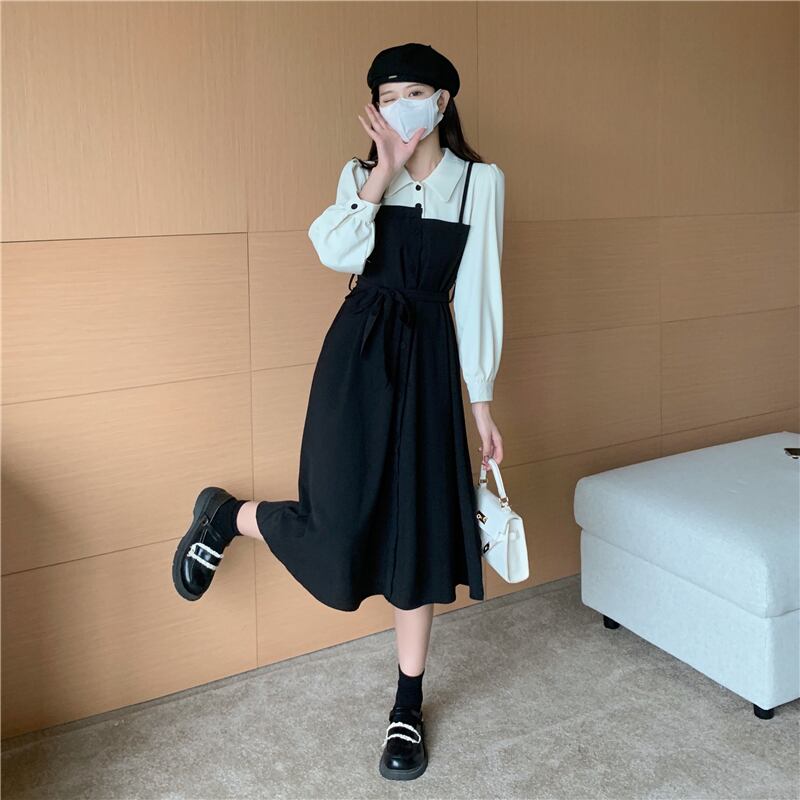 オータムドレス ブラックスタイル ロング 秋物 1号婦人41091525315