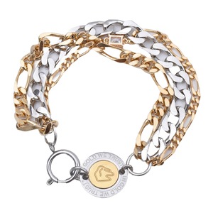 【IN GOLD WE TRUST】Multirow chains / logo clasp bracelet