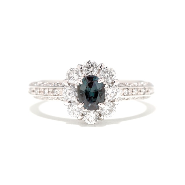 オーバルカット アレキサンドライト リング pt900 / 0.488ct / DA 0.660ct
