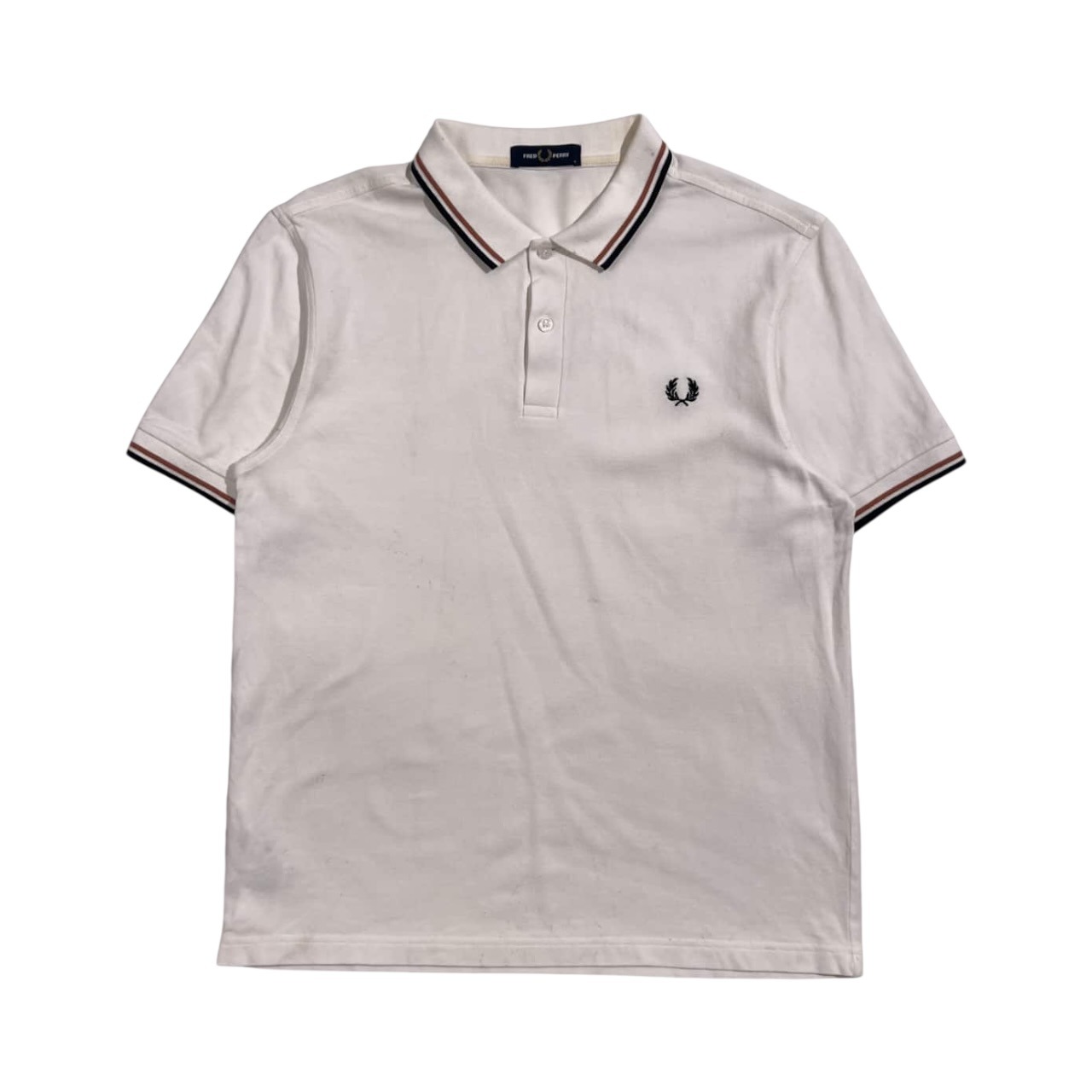 FRED PERRY フレッドペリー ティップライン 鹿の子 半袖 ポロシャツ L /ホワイト系 メンズ