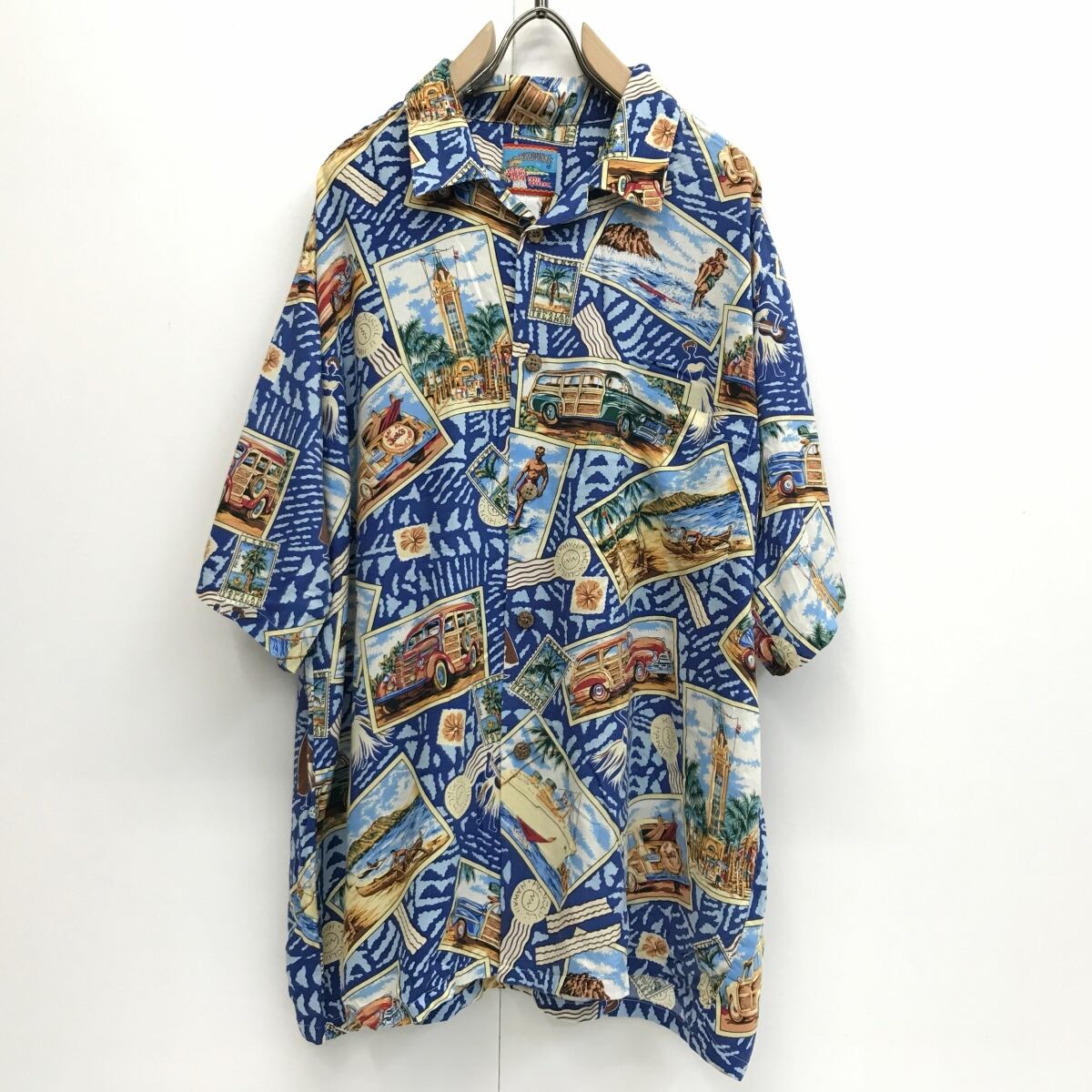 バックパネル ハワイ 柄シャツ USA 90s 半袖 アロハ シャツ 総柄