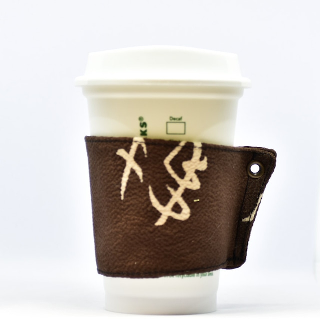 帯 カップスリーブ コーヒースリーブ リメイク 日本製 ブラウン 漢字 - cup sleeve