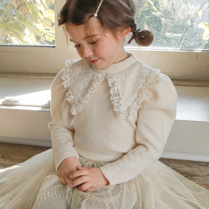 春レースカラーニットトップス2色