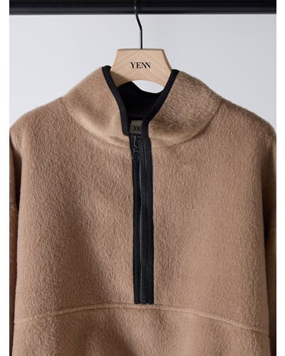 【YENN】[Y254-41126] SHAGGY HALF ZIP JK