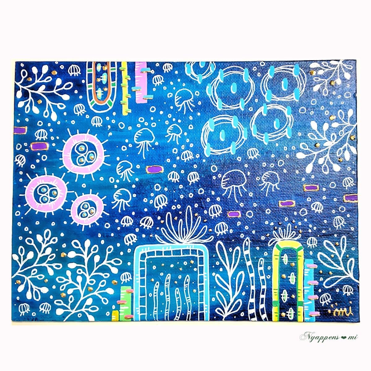 手書きアート（深海の世界）ボードD | フルイドアート|絵画