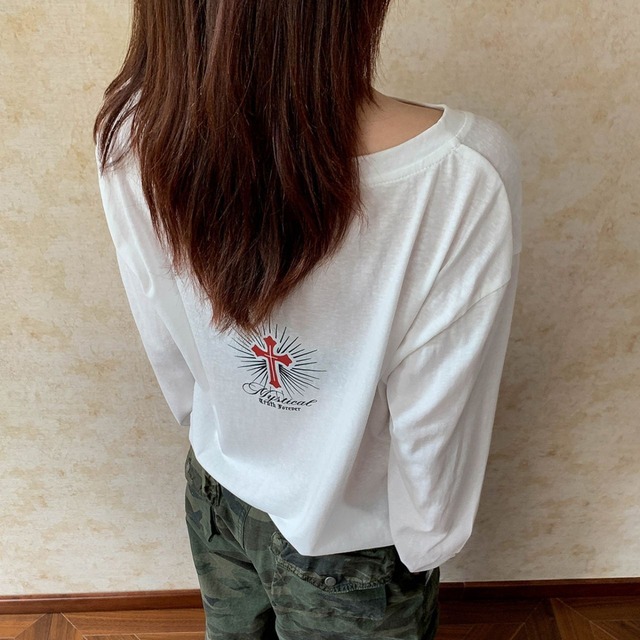 ゴシックタイポグラフィメッセージロングスリーブ 2col   R01657